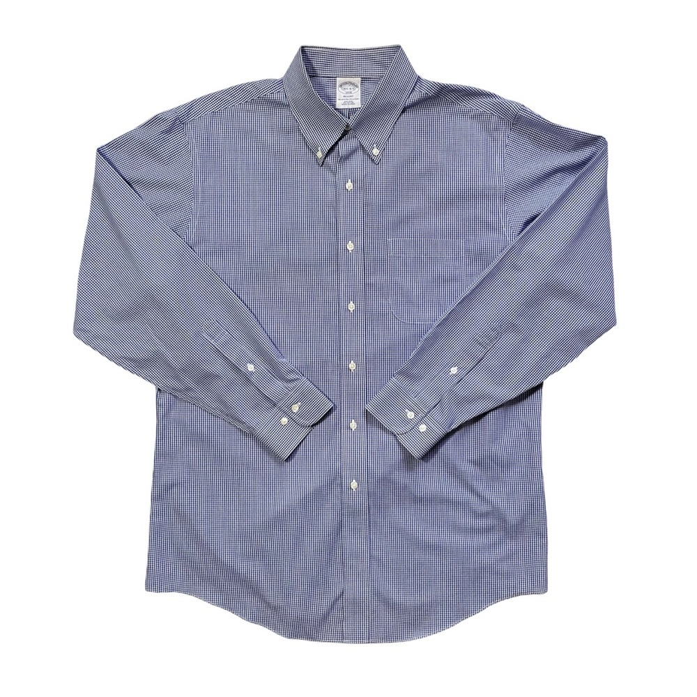 Brooks Brothers Regent Men’s Blue Gingham Button-Down Dress Shirt